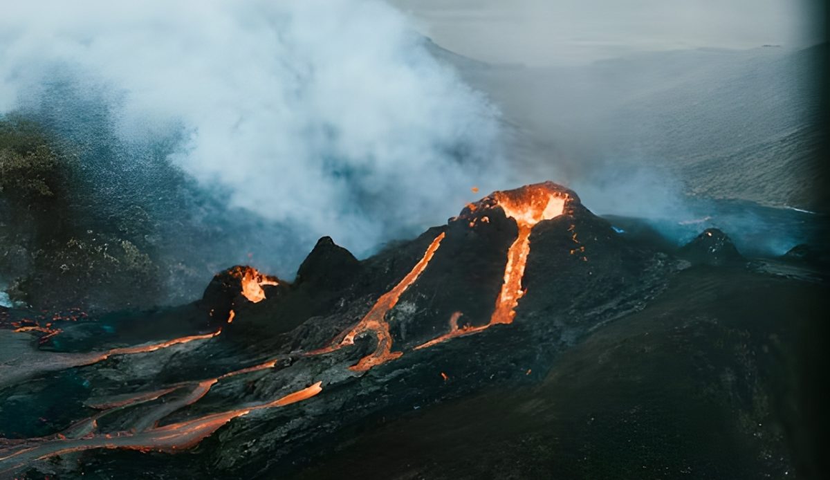 Volcanic lava fields under the sky at Craters of the Moon, Idaho 