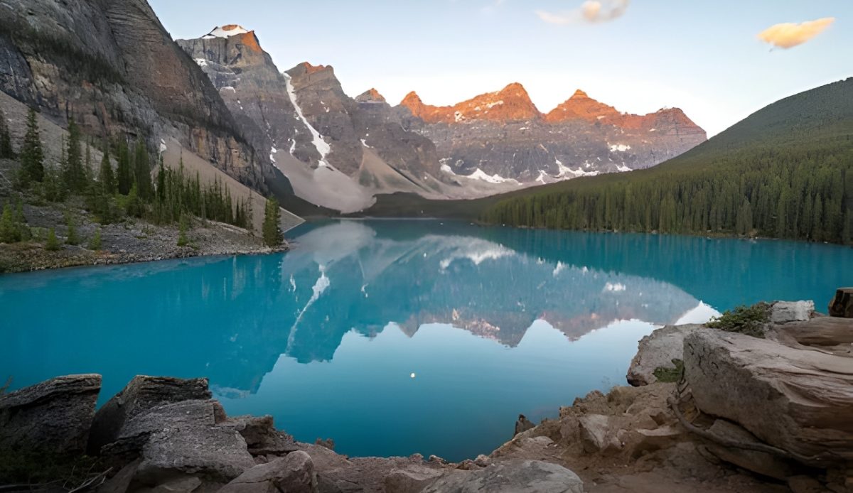 Sunset glow over Lake McDonald, Glacier National Park, Montana 