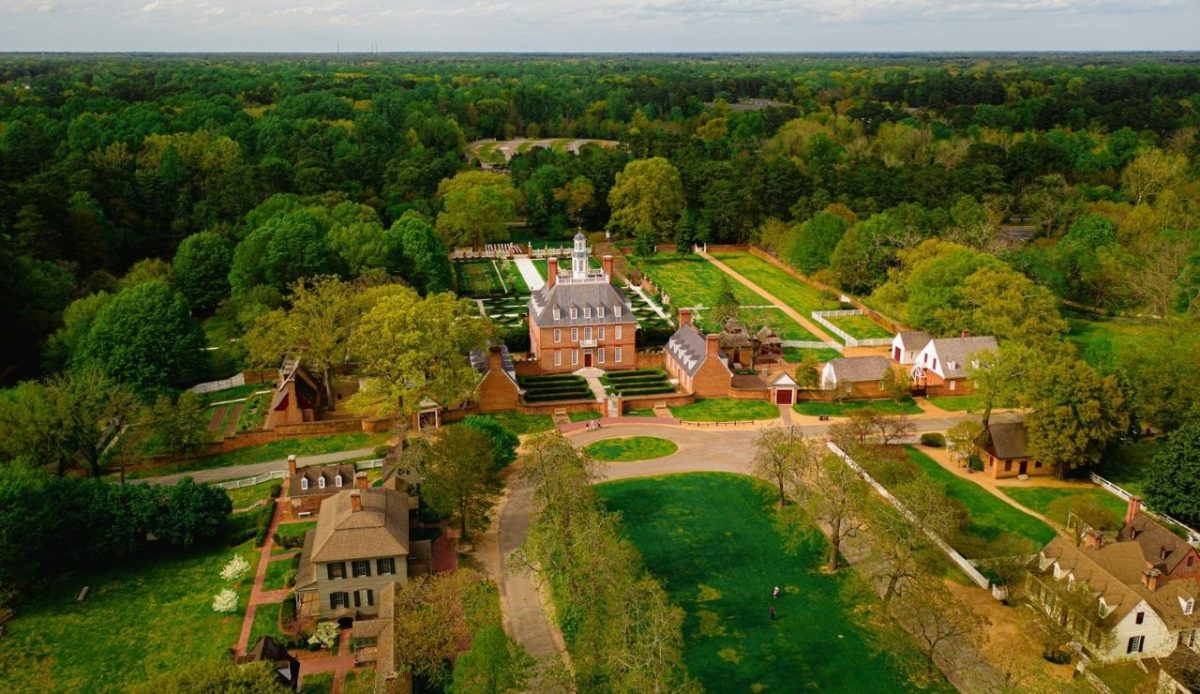 Aerial of The Governors Palace Williamsburg, VA, USA 