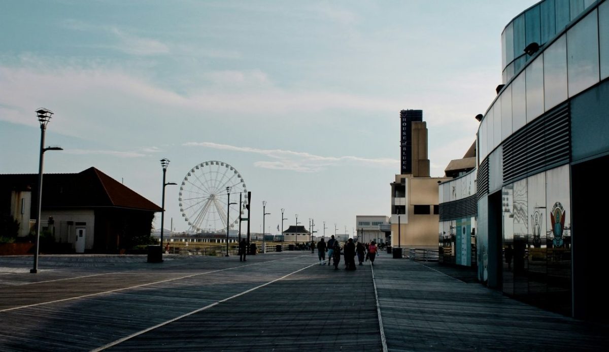Ferris wheel and boardwalk near House of Blues, Atlantic City, New Jersey, USA