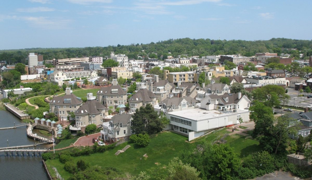 Aerial view of Red Bank, New Jersey, showing residential houses