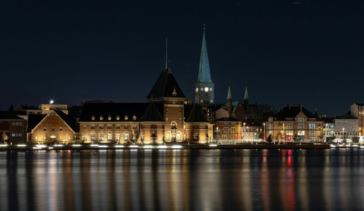 Aarhus, Denmark – Aarhus Cathedral and old town buildings