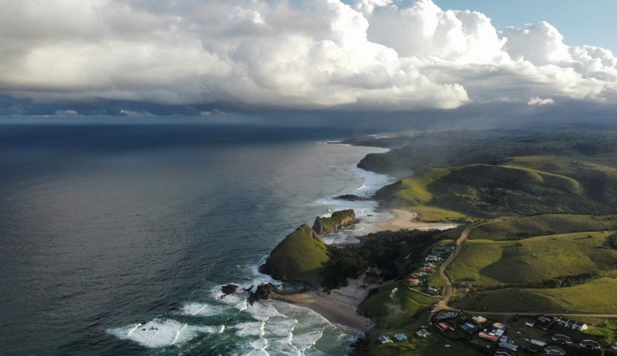 Aerial view of Hole in the Wall, Coffee Bay, South Africa
