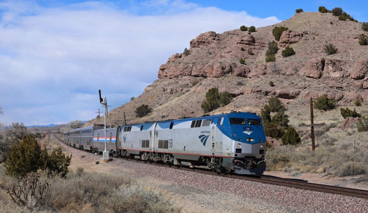 10 Scenic US Train Rides That Bring Back the Golden Age of Travel 4 Amtrak’s Southwest Chief passing through Los Cerrillos, New Mexico, United States