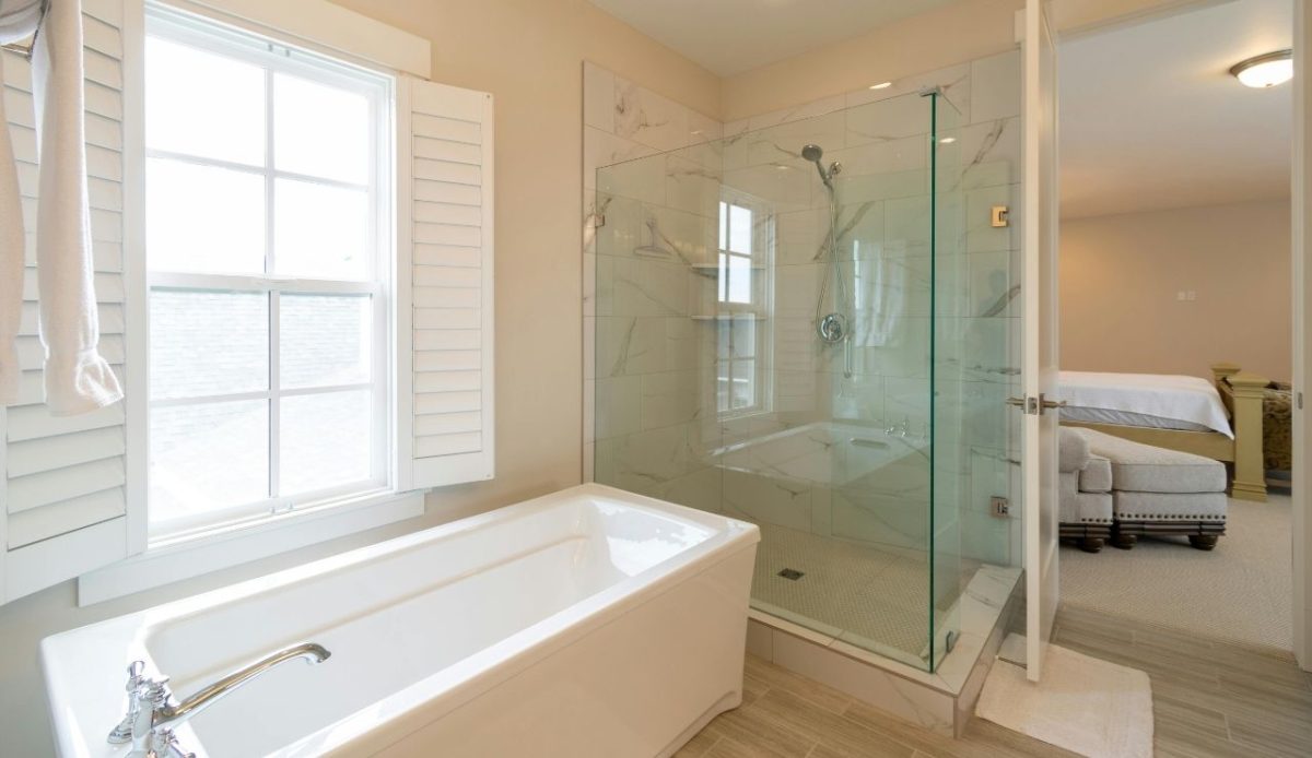 An Interior of a Bathroom     