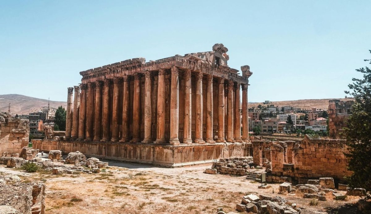 Ancient Roman Temple of Bacchus ruins in Baalbek, Lebanon
