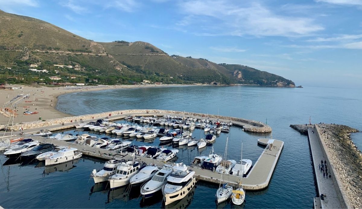 Boats docked at Sperlonga Marina, Italy