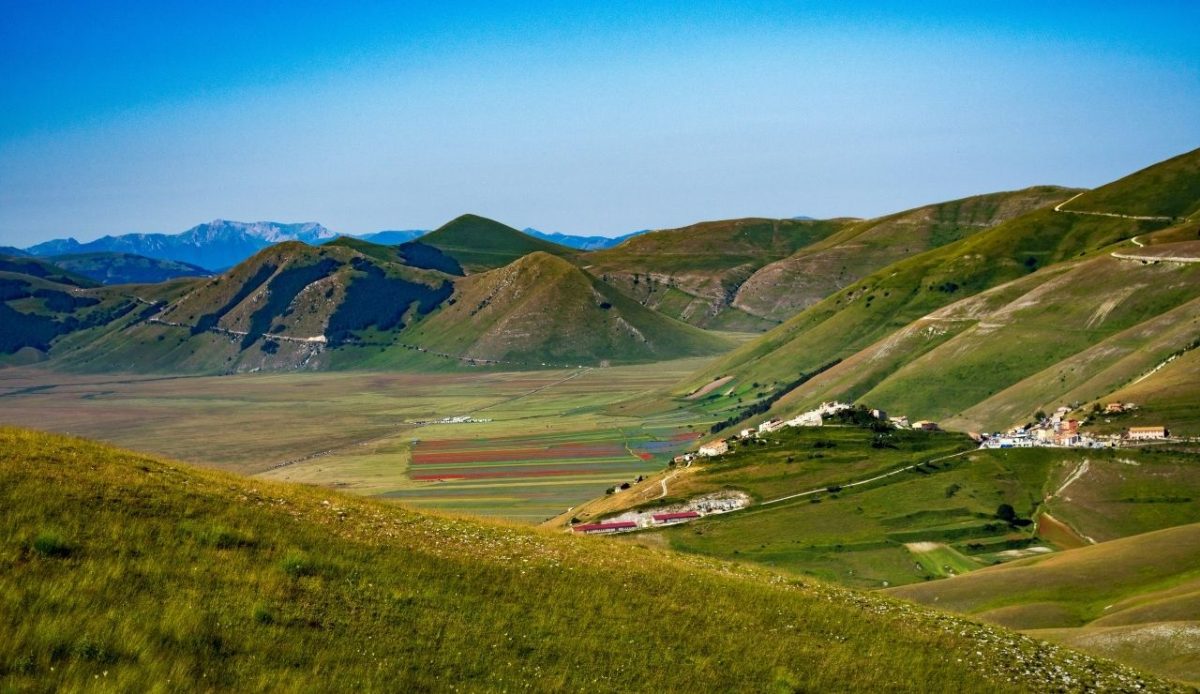 Castelluccio di Norcia village and Pian Grande, Umbria, Italy