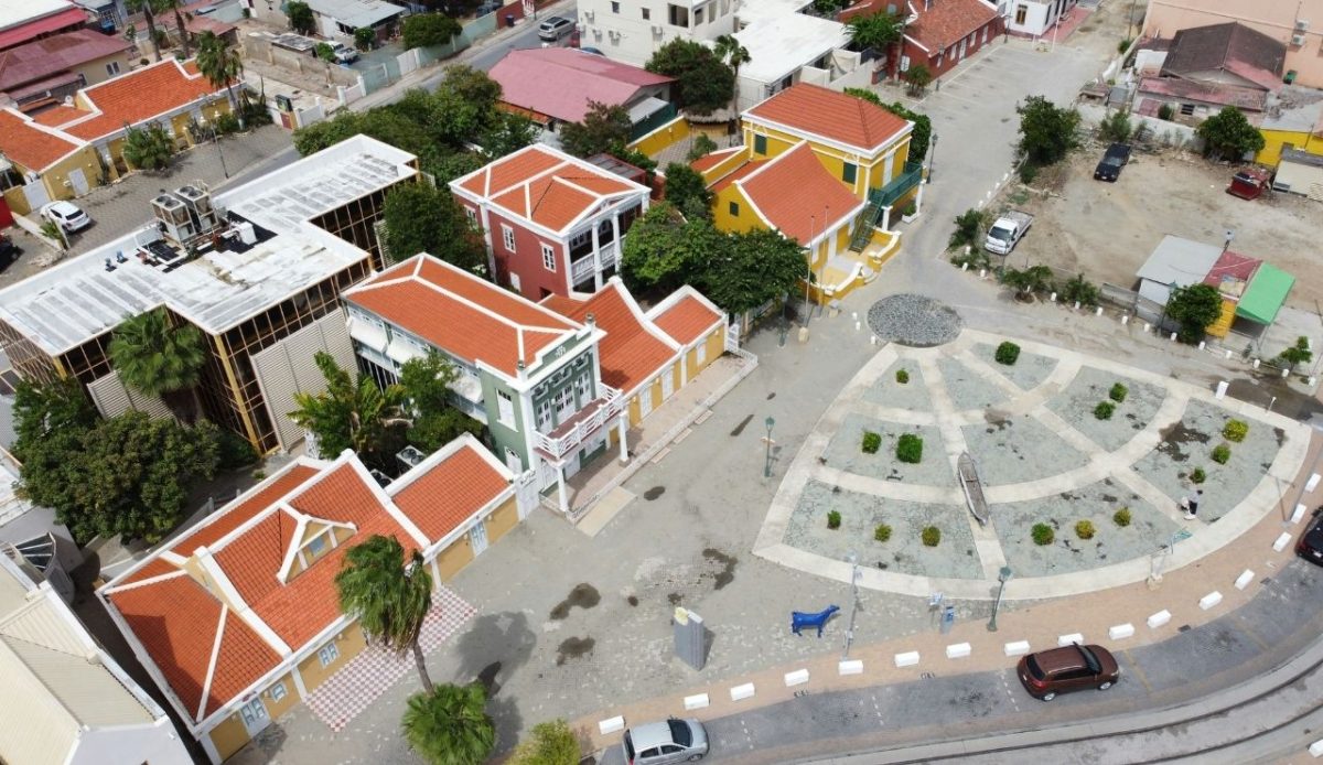 Colorful Dutch colonial buildings in Oranjestad, Aruba