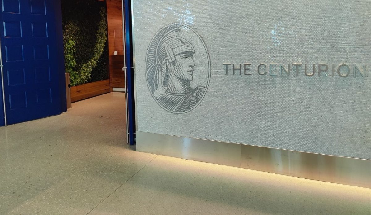 Entrance to American Express Centurion Lounge at JFK NYC airport          