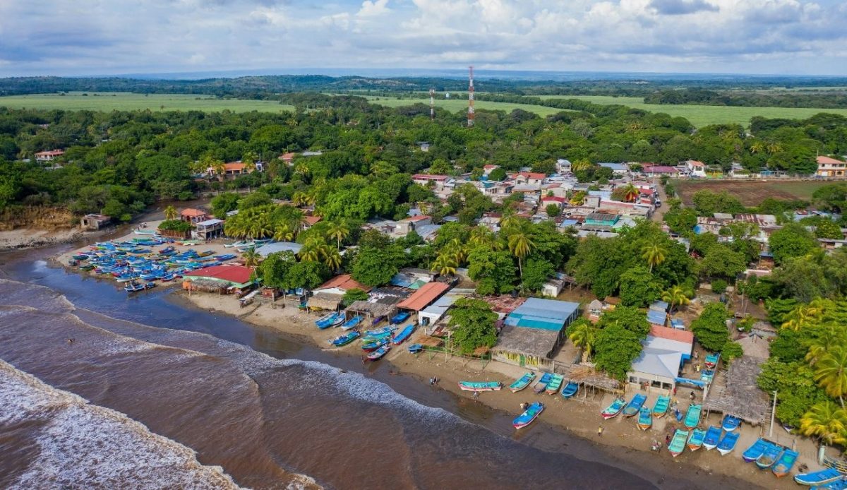 Fishing boats along the coast near Jiquilillo village, Nicaragua 