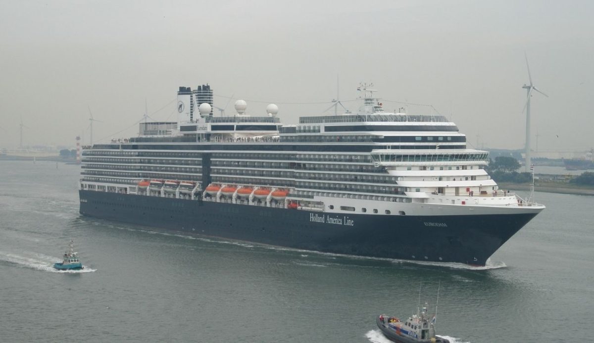 Holland America Line Eurodam cruise ship sailing in port