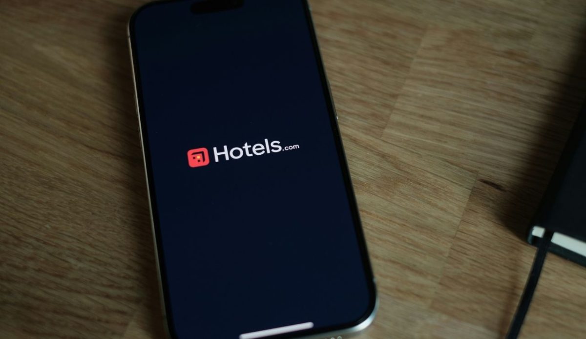 Hotels.com app open on smartphone