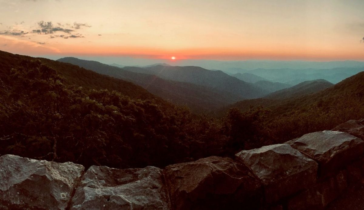 sunset view over Blue Ridge Mountains, Shenandoah National Park Virginia