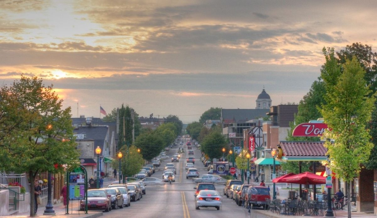 Kirkwood Avenue near Indiana University in Bloomington, Indiana 