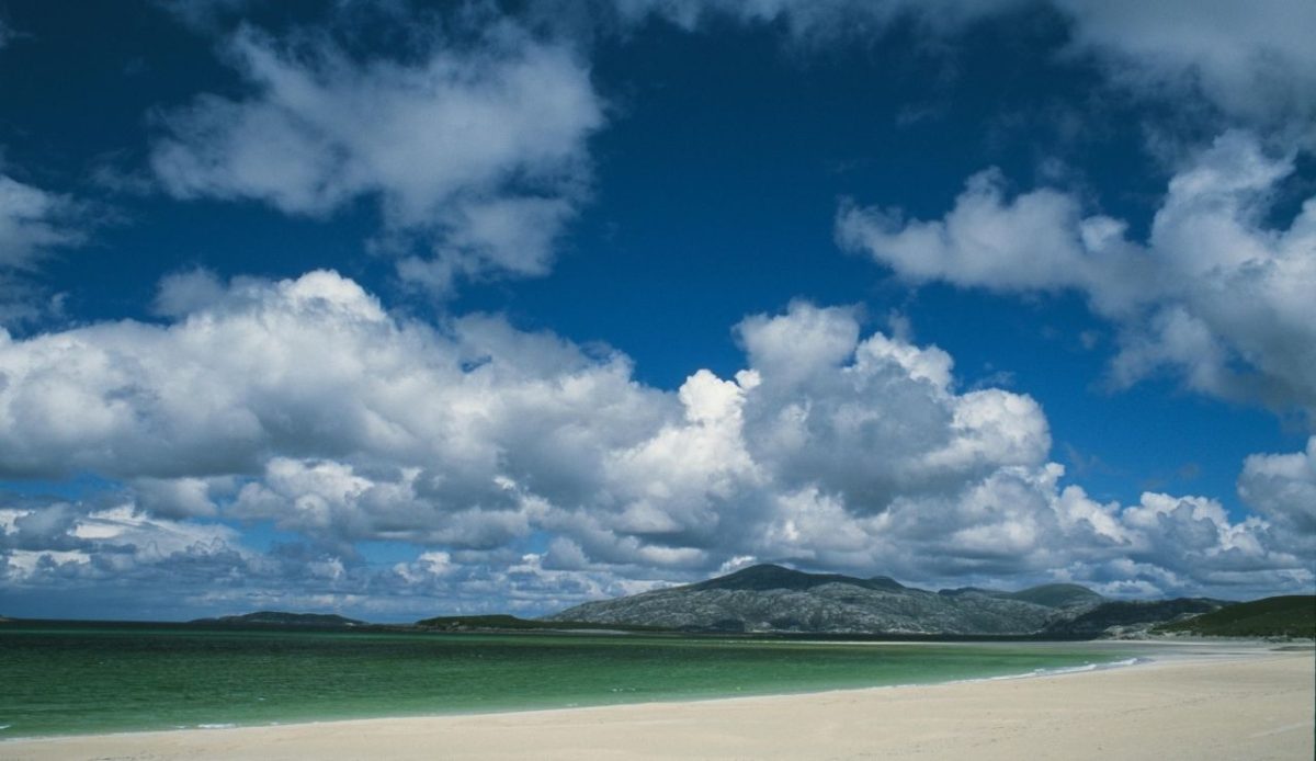 Luskentyre Beach with mountains, Isle of Harris, Scotland