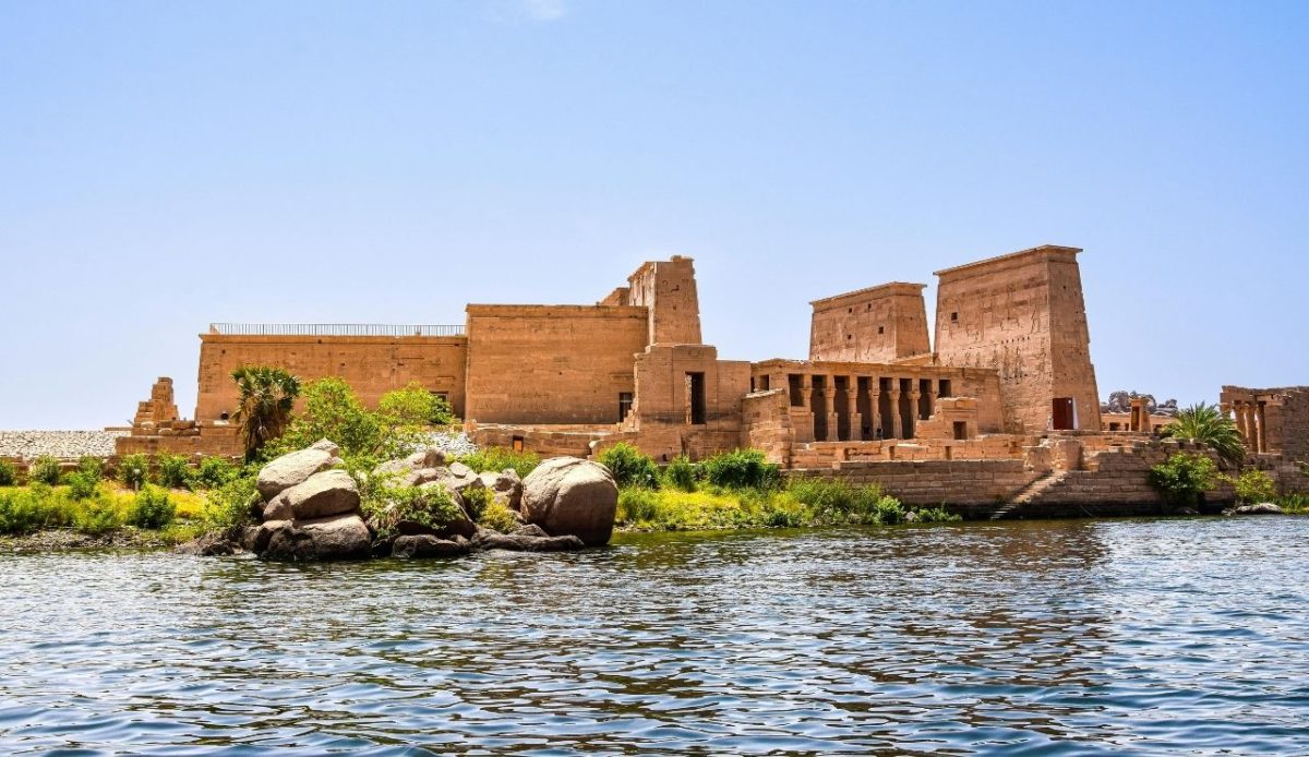 Philae Temple complex on an island in the Nile River near Aswan, Egypt