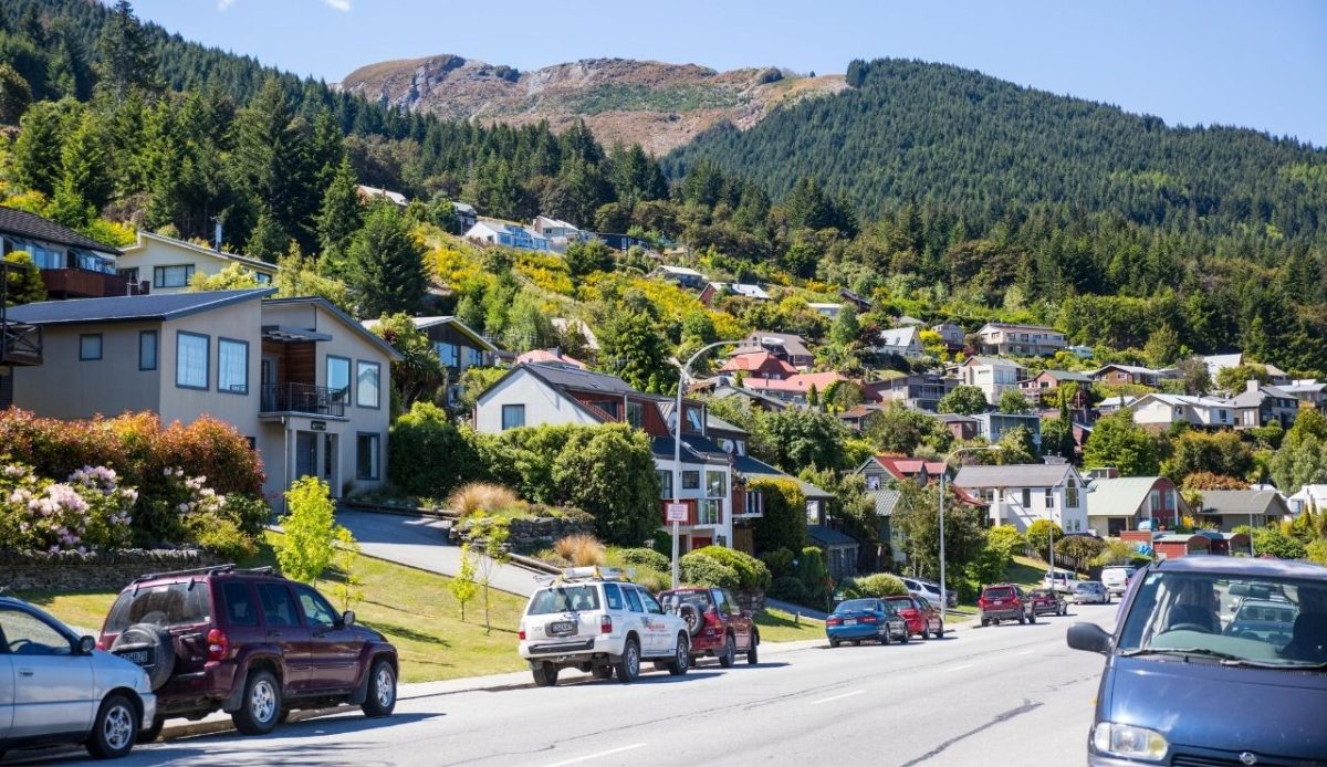 Residential hillside in Queenstown, New Zealand