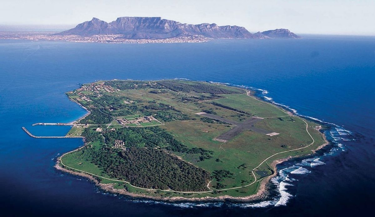 Robben Island with Table Mountain, Cape Town