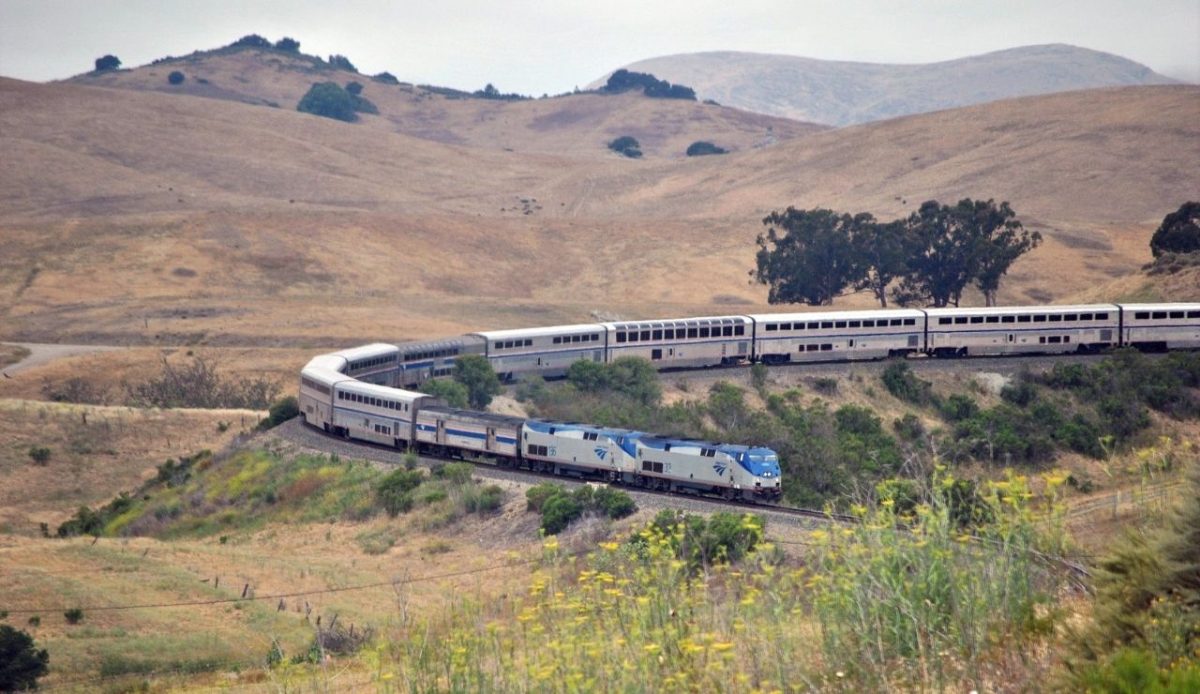 10 Scenic US Train Rides That Bring Back the Golden Age of Travel 2 Southbound Coast Starlight train traveling near San Luis Obispo, California, United States