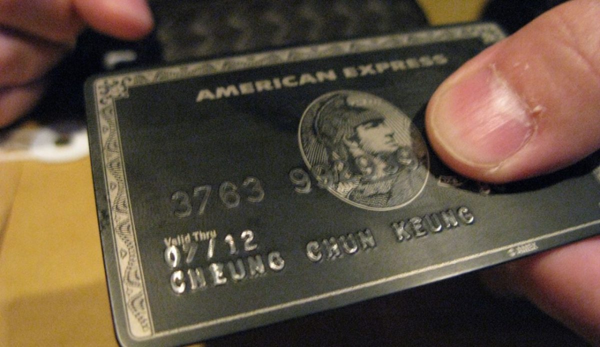 The front of an American Express Centurion card       