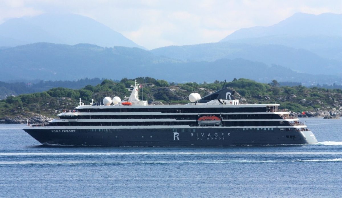 World Explorer cruise ship sailing near Bergen, Norway 