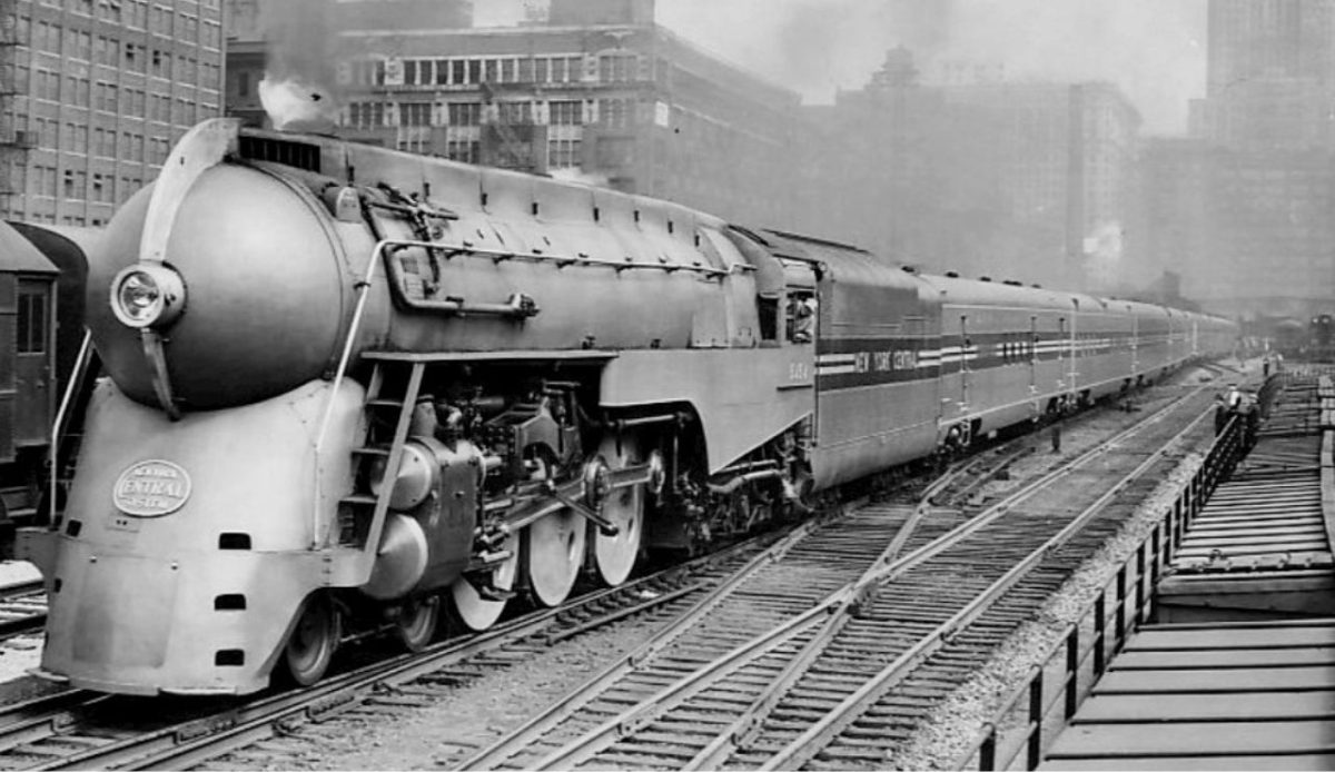 20th Century Limited leaving Chicago's LaSalle Street station on a trial run June 9, 1938, United States                     