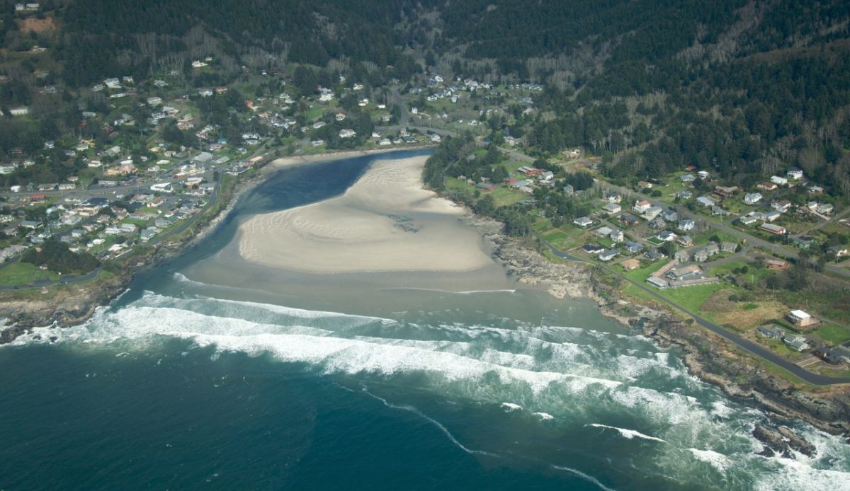 Aerial view of Yachats,Oregon coast           