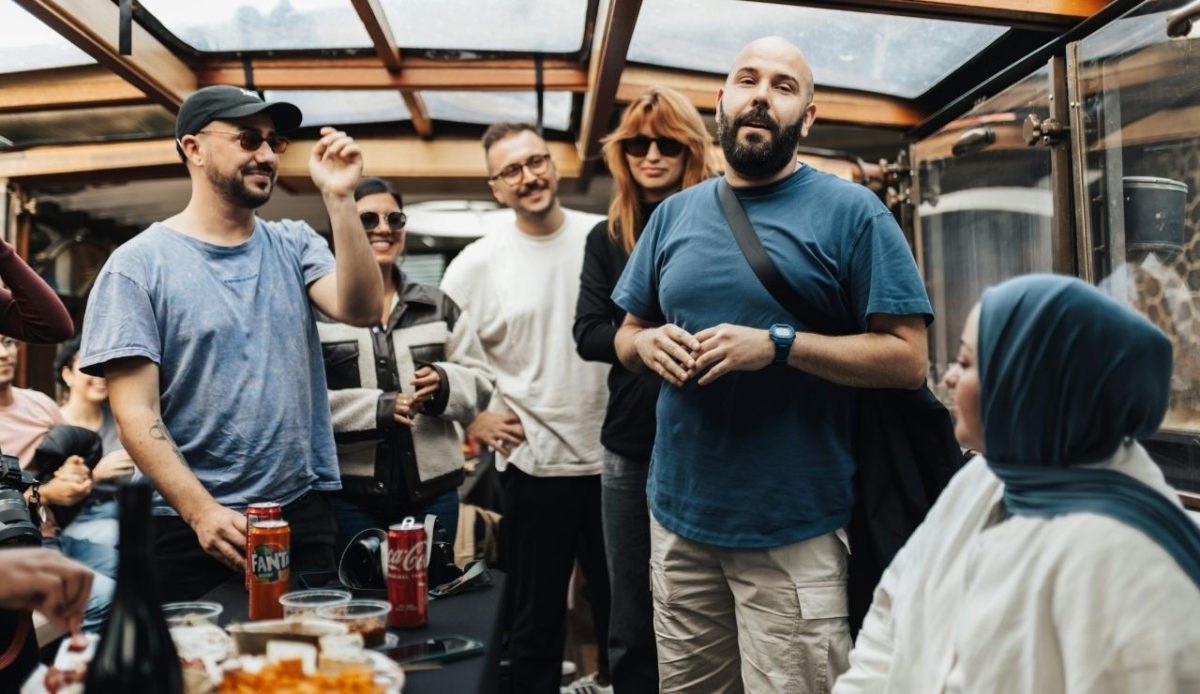 Group of Tourists talking politely in Cruise Ship,     