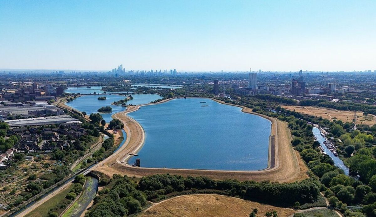 Aerial view of Walthamstow Reservoirs 
