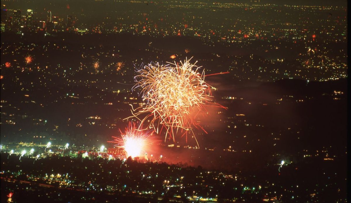 4th of July Fireworks over the Rose Bowl,Los Angeles, California         