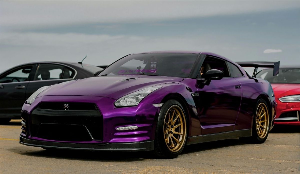 A Purple Modified Nissan GT-R           