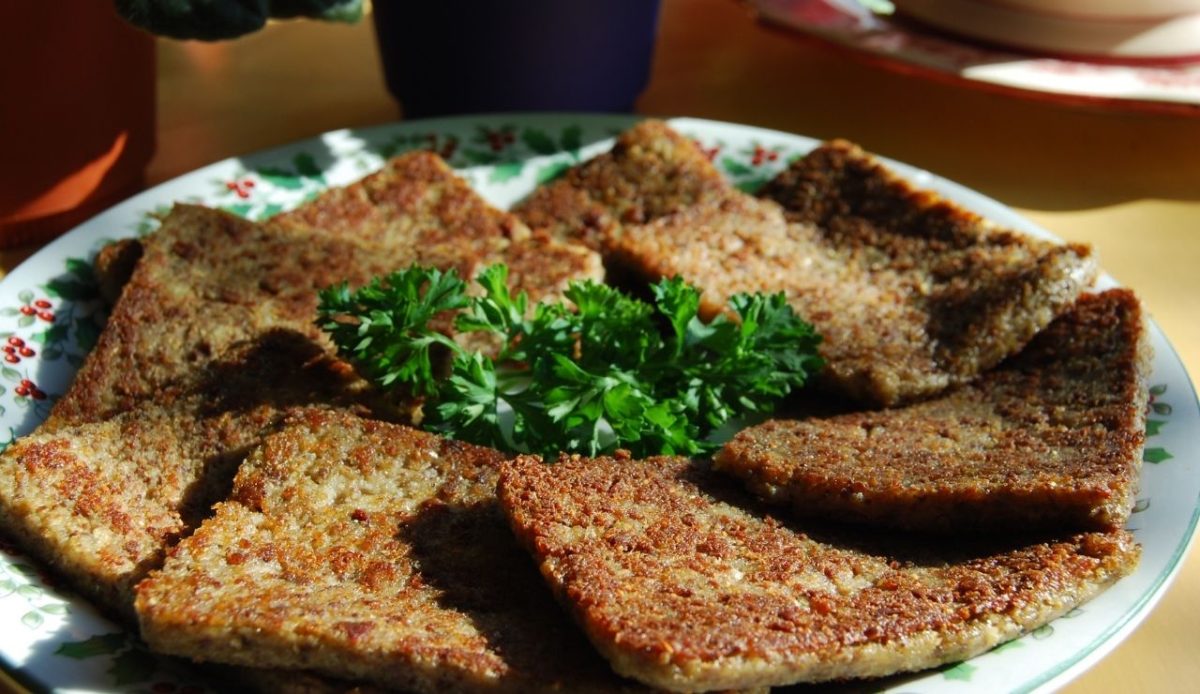 A pound of sliced, pan-fried liver mush                