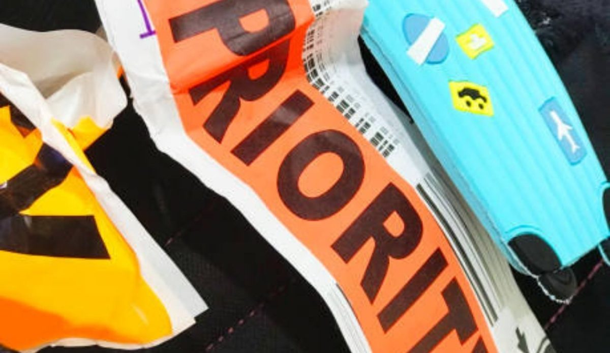A suitcase labelled as priority                  