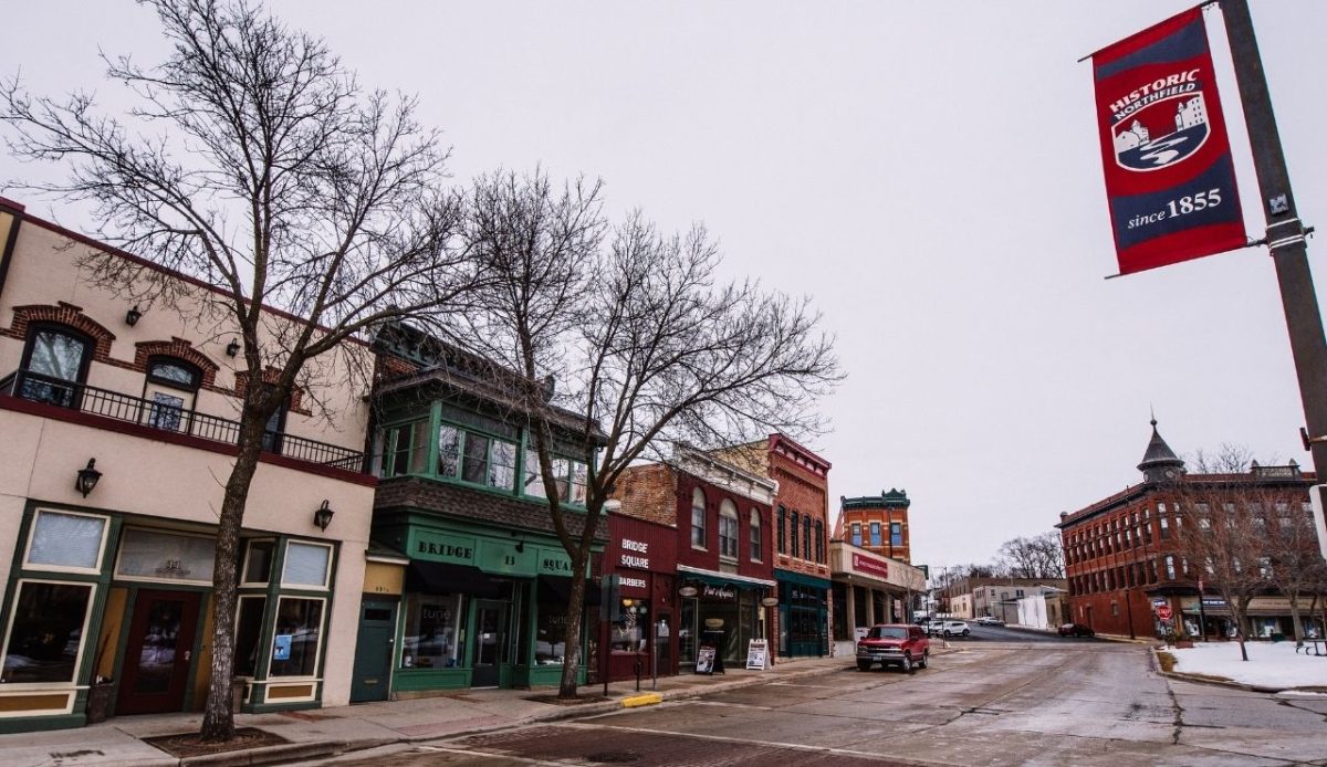 Bridge square in downtown Northfield, Minnesota                