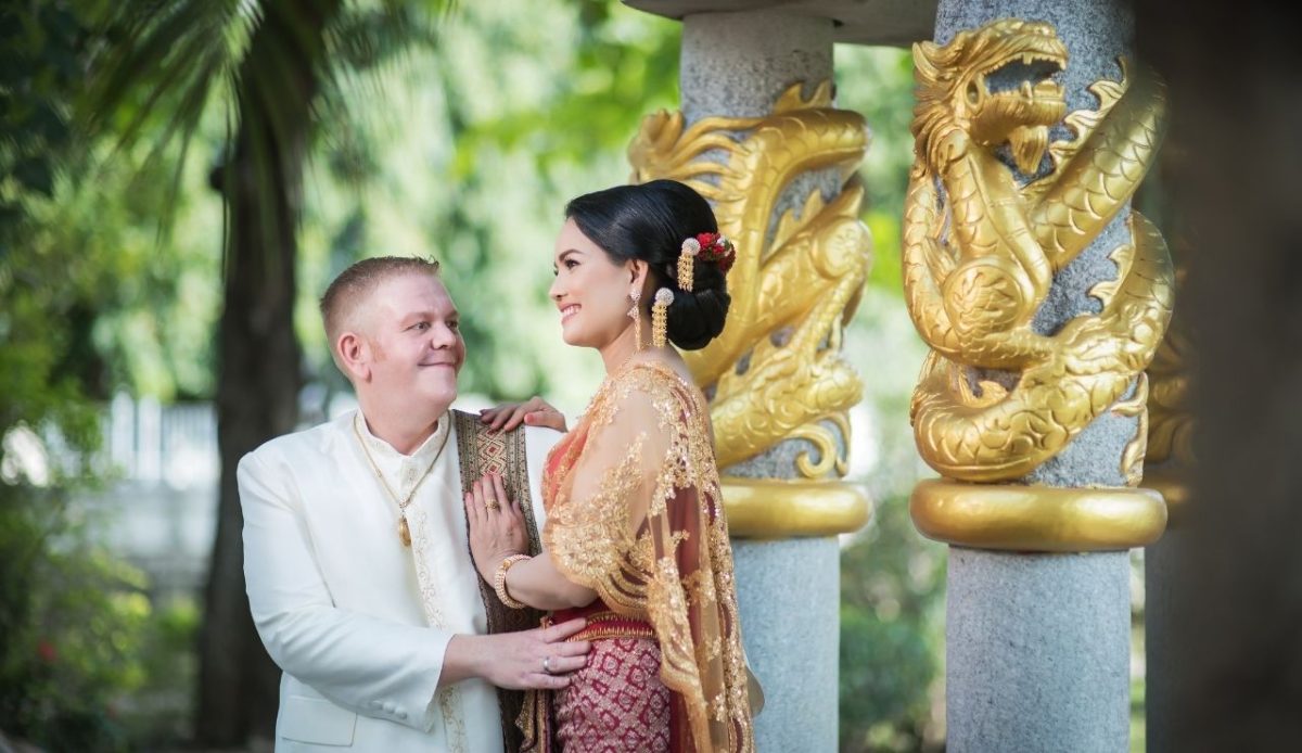 Couple at a pre-wedding ceremony in Thailand                        