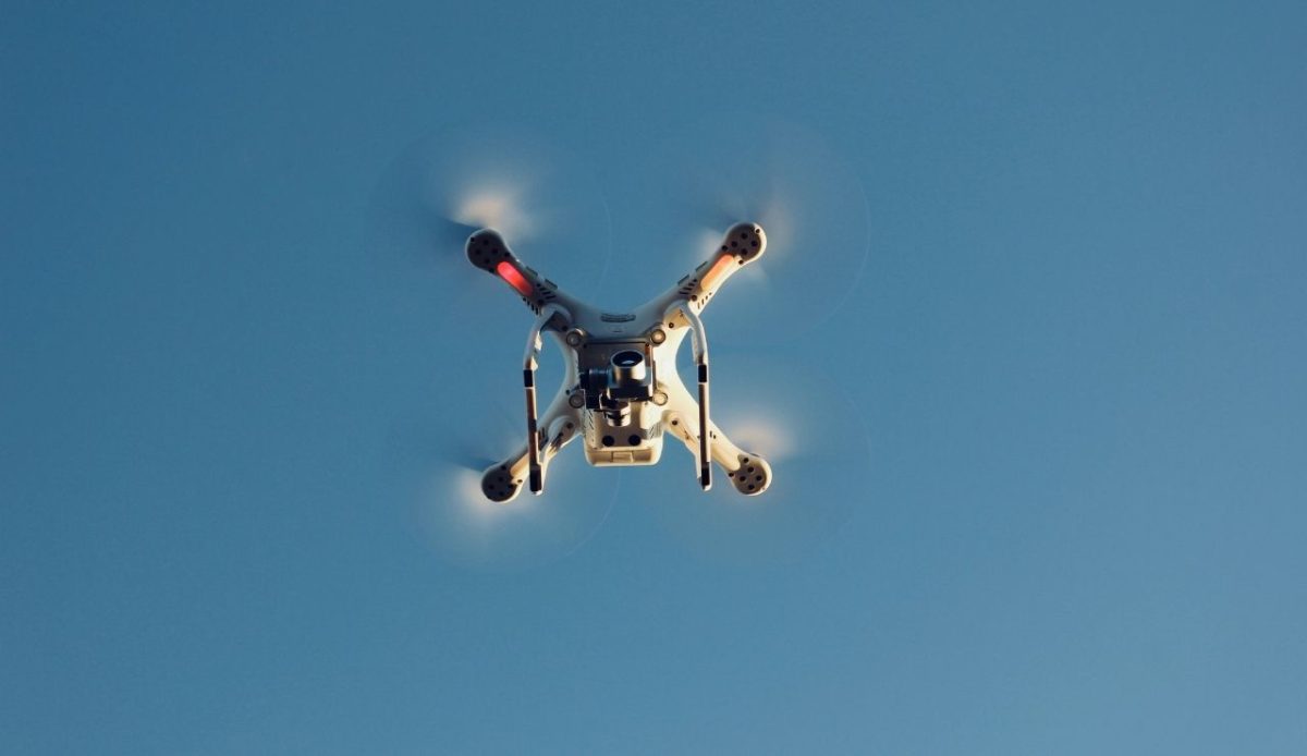 Drone flying in clear sky            