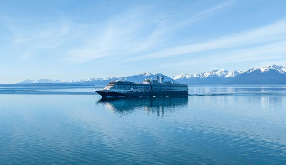 Giant Cruise Ship Sailing at Hoonah, Alaska, USA           
