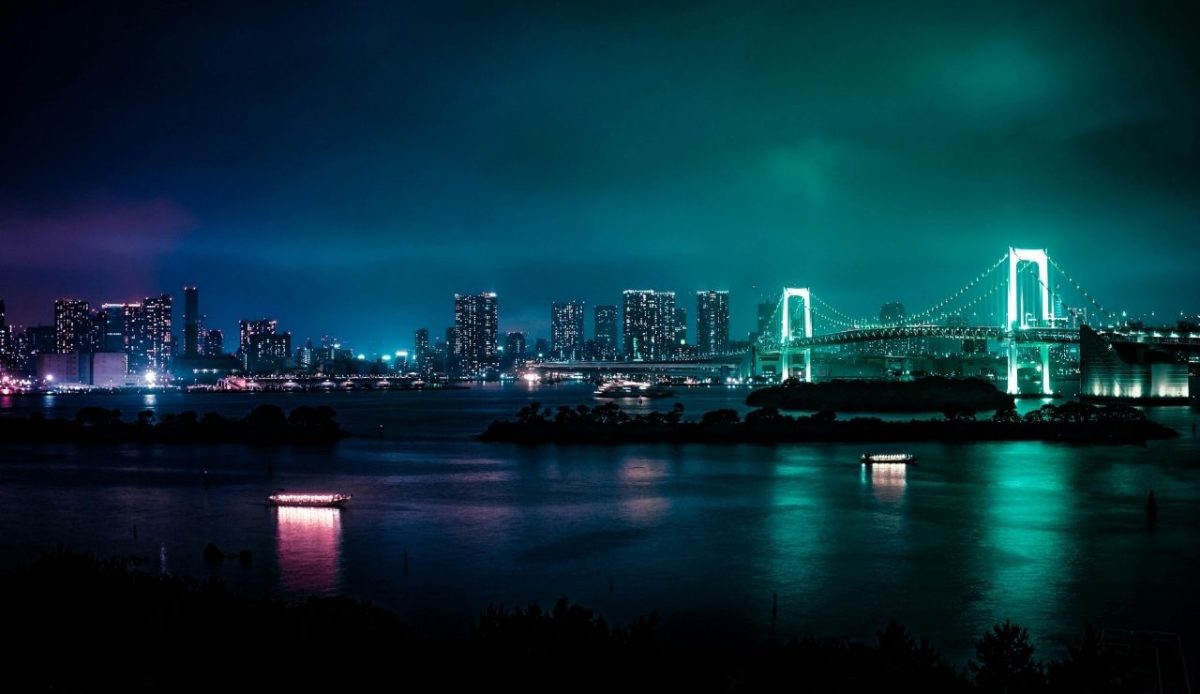 Light Bridge at night, Tokyo, Japan 