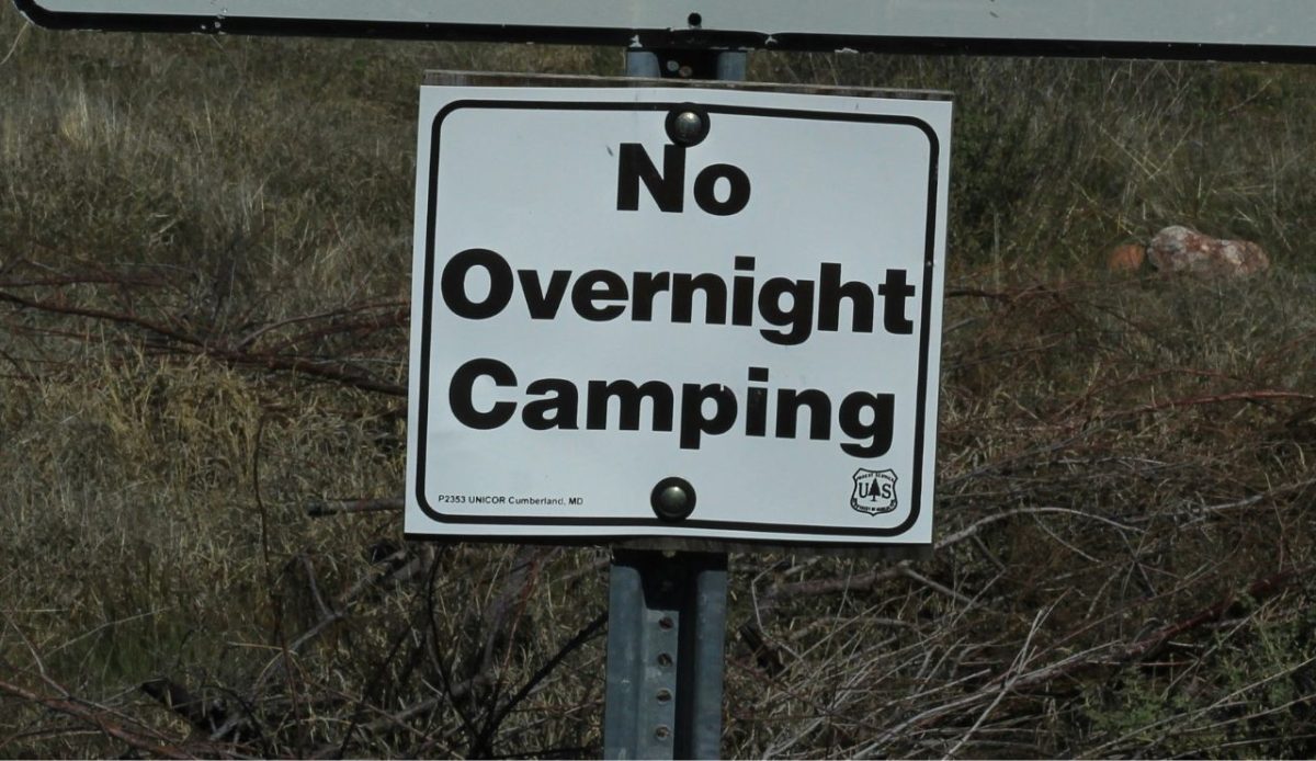 No overnight camping board        