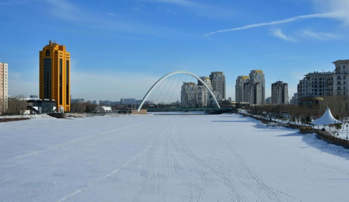 Qaraötkel Bridge in Winter  Astana, Kazakhstan       