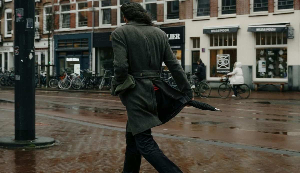 Rainy Day in Amsterdam Street Scene