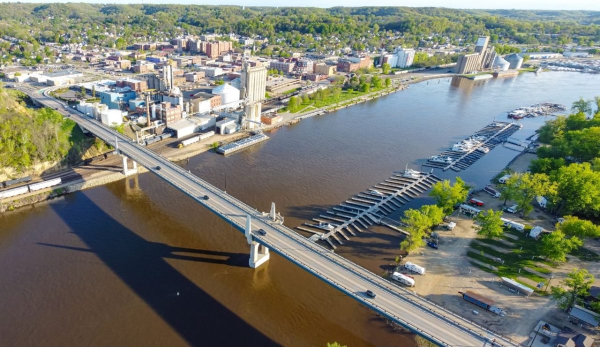 Red Wing Bridge and Downtown Red Wing, Minnesota                     