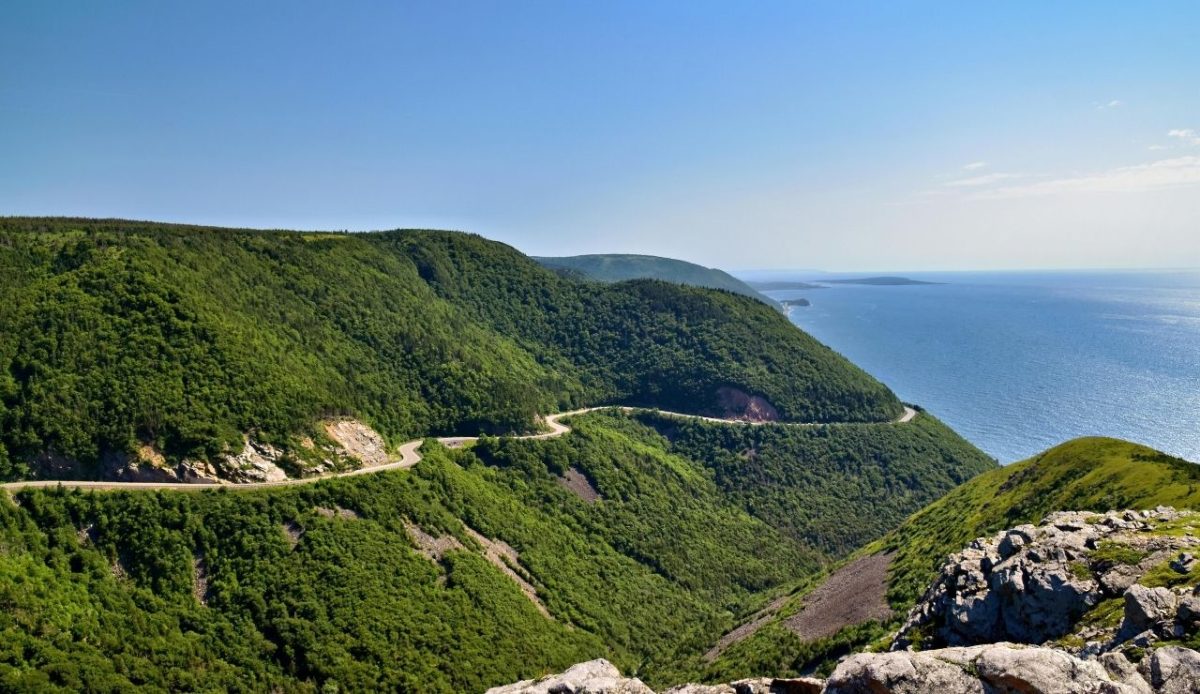 Scenic Cabot Trail View in Cape Breton, Nova Scotia                         