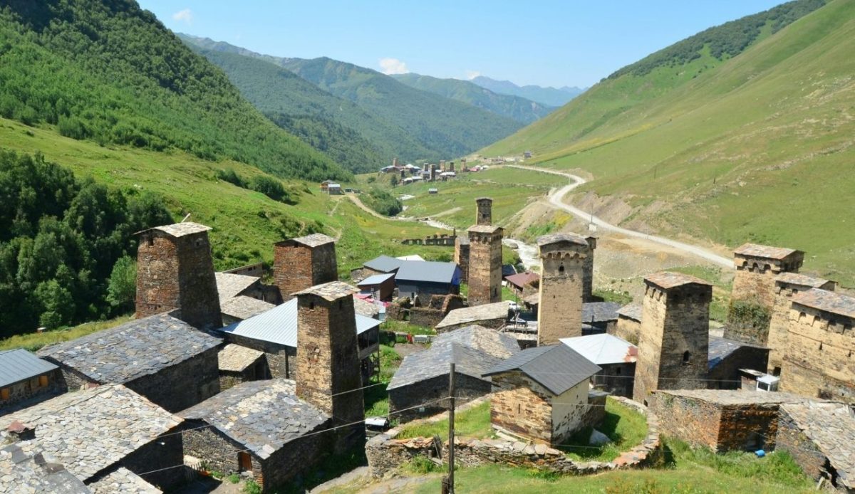 Scenic View of Ushguli Towers in Svaneti, Georgia             