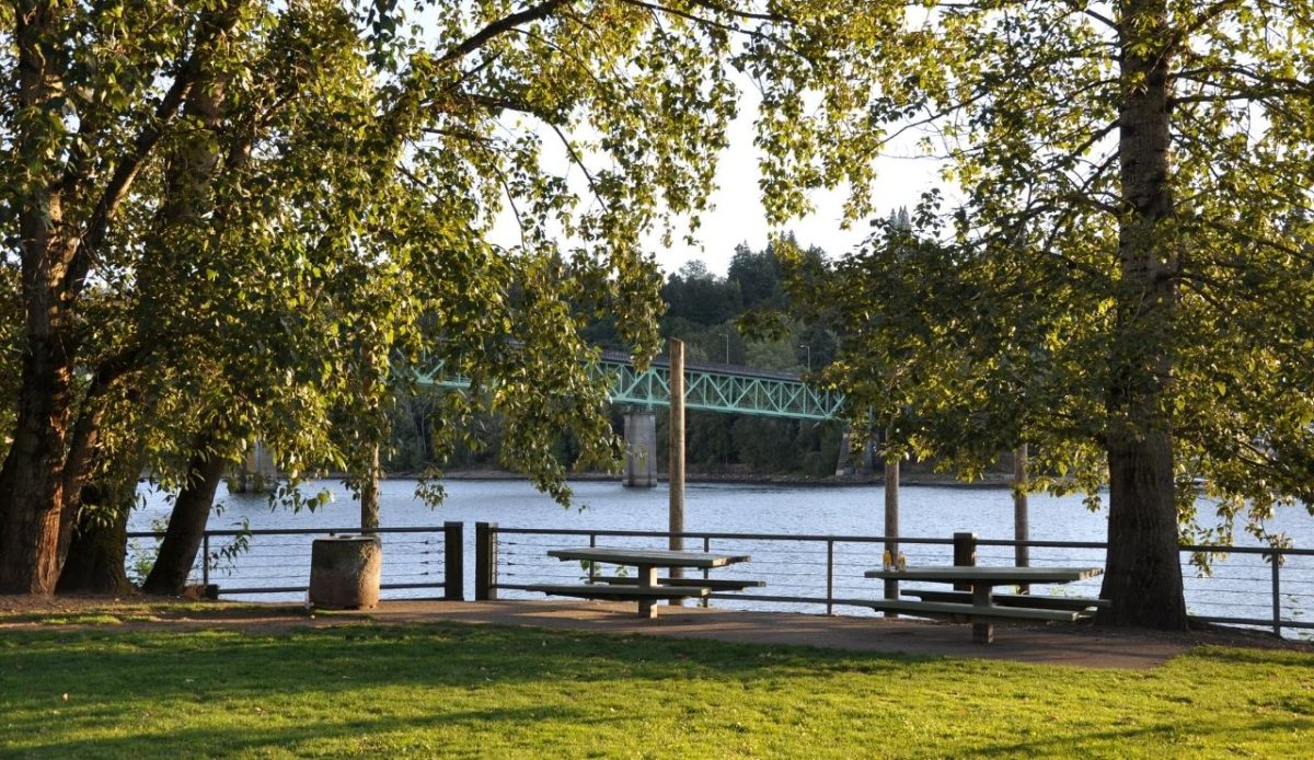 Sellwood Waterfront Park in southeast Portland, Oregon, in the United States                  