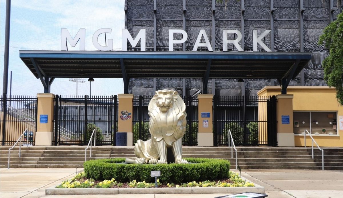 The entrance to MGM Park in Biloxi, Mississippi in April 2018          