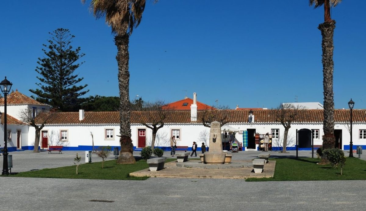 The main square of Porto Covo, Portugal