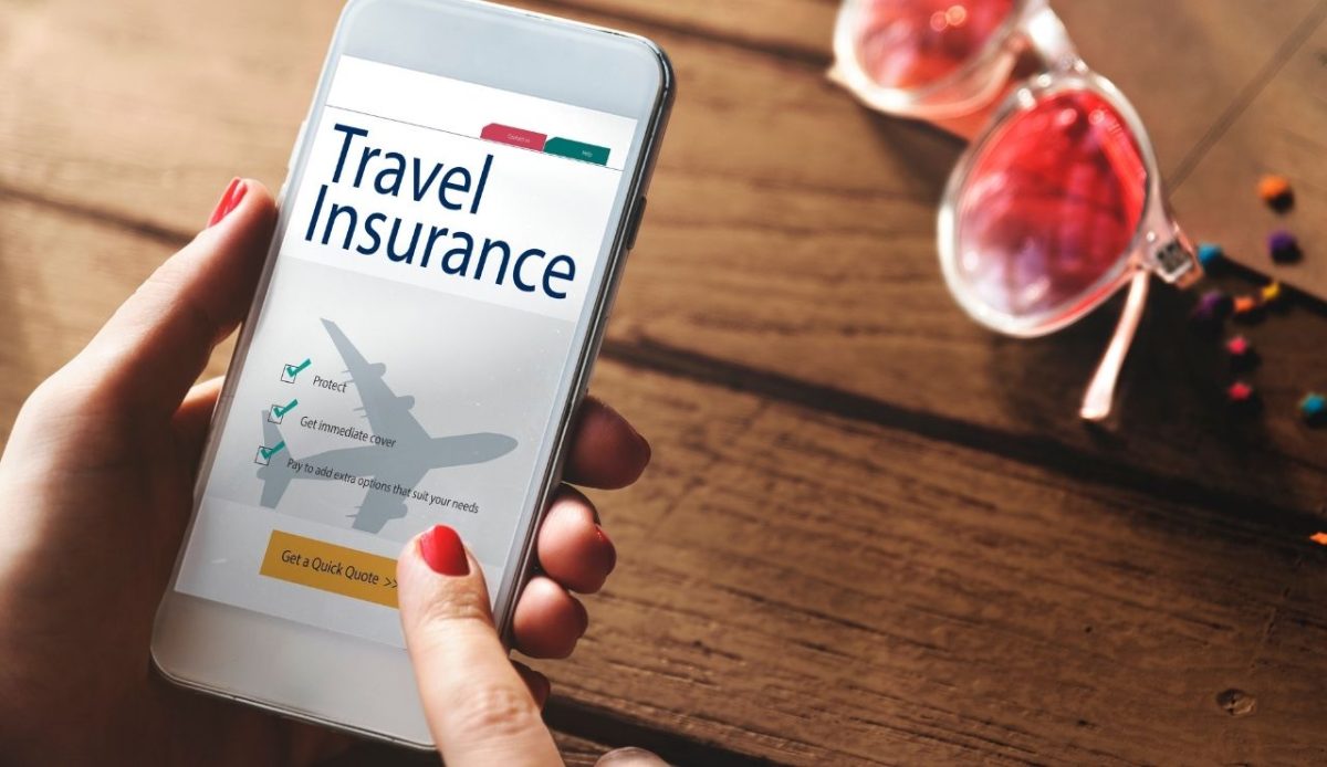 Travel insurance form on smartphone screen