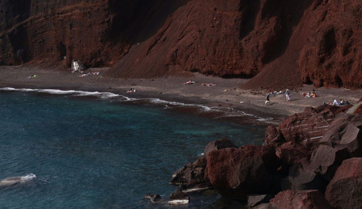 Swim at Vlychada, the “Moon Beach”